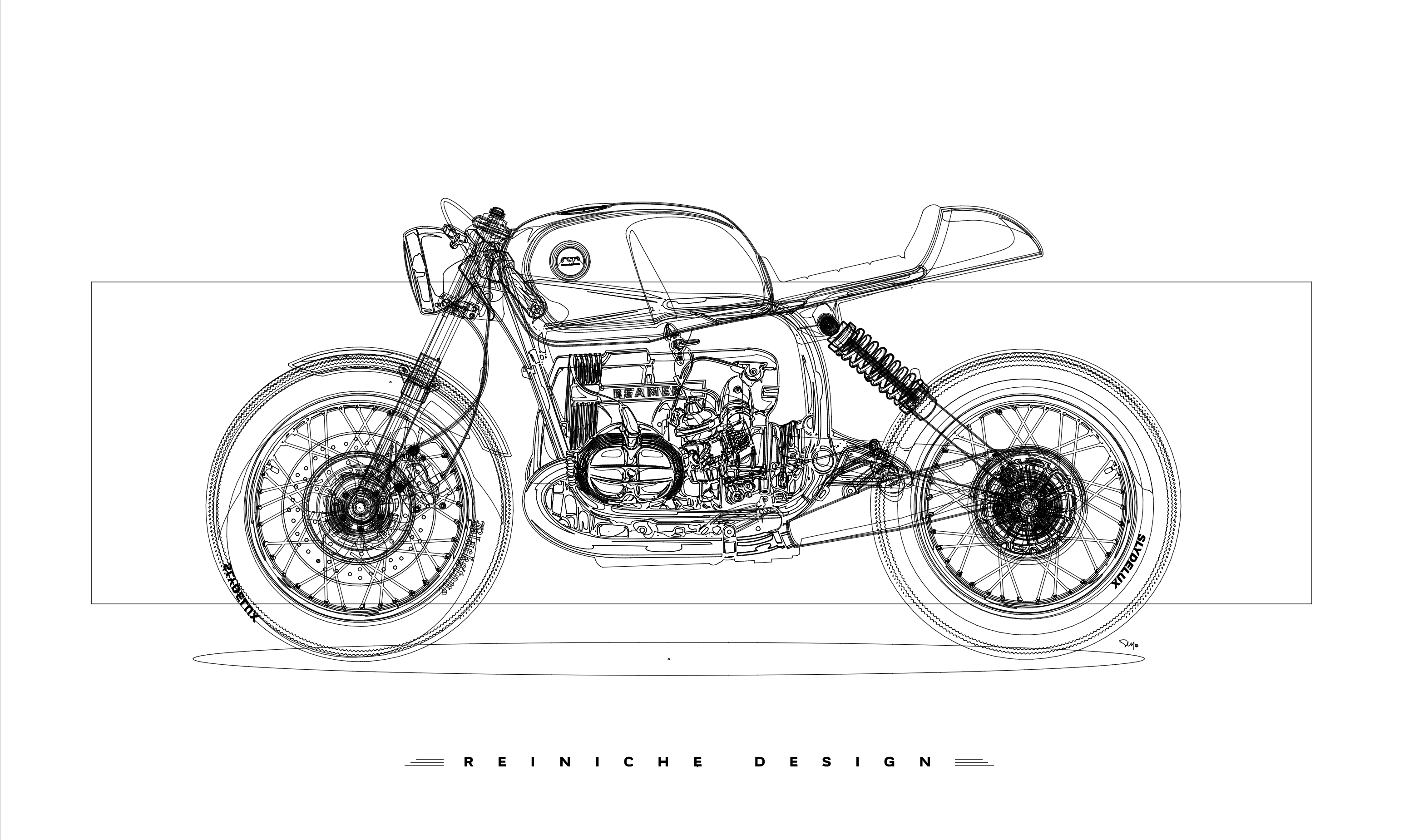 cafe racer drawing